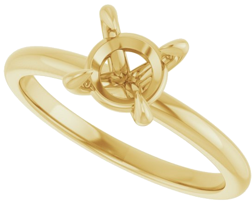 Sužadėtuvių Žiedas „Solitaire“ 585 Geltonojo Aukso Round 6.5mm (5)