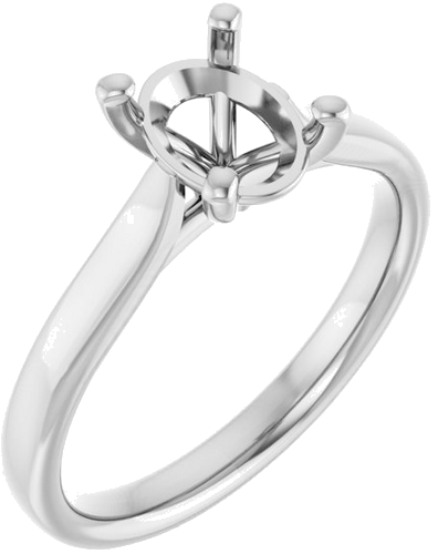 14K White 8x6 mm Oval Engagement Ring Mounting (1)