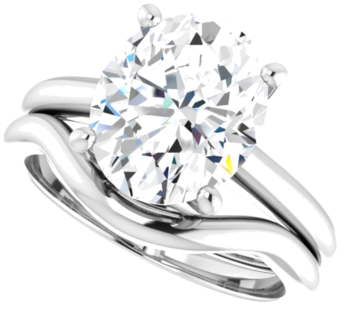 Sužadėtuvių Žiedas 585 Baltojo Aukso Oval 11mm x 9mm (10)