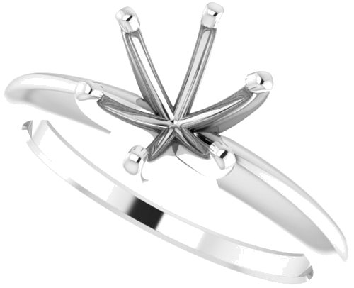 14K White 7.3-7.7 mm Round 6-Prong Comfort-Fit Solitaire Ring Mounting (5)