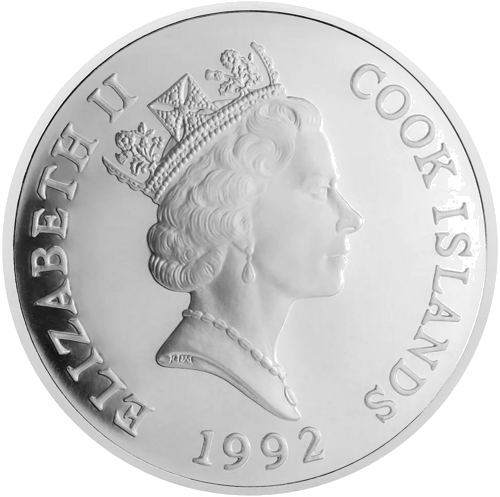 50 долара Лемур 1992 Острови Кук сребърна монета (2)