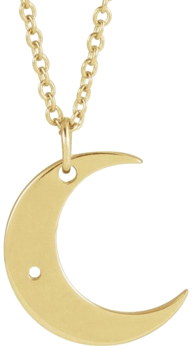 14K Yellow 1.3 mm Round Accented Crescent Moon 16-18  Necklace Mounting (1)