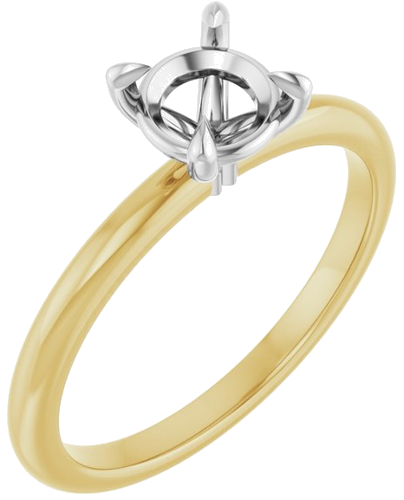 14K Yellow White 6 mm Round Solitaire Engagement Ring Mounting (1)