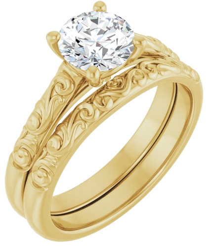 14K Yellow 6.5 mm Round Solitaire Engagement Ring Mounting (6)
