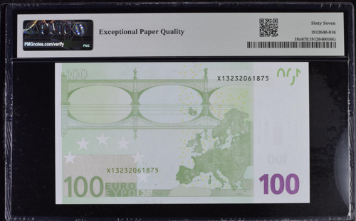 2002 100 eurų banknotas PMG GEM UNC 67 (3)