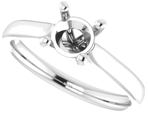 14K White 6 mm Round Engagement Ring Mounting (5)