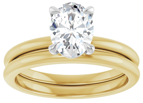 14K Yellow White 8x6 mm Oval Solitaire Engagement Ring Mounting (8)