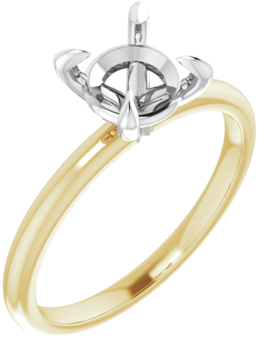 14K Yellow White 7 mm Round Engagement Ring Mounting (1)