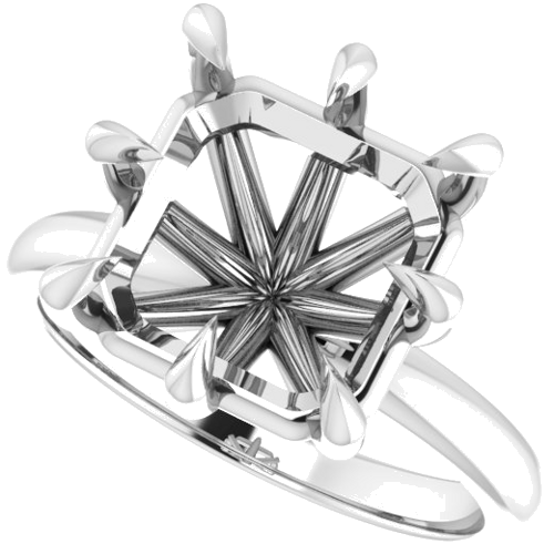 Sužadėtuvių Žiedas „Solitaire“ 585 Baltojo Aukso Asscher 10mm (5)