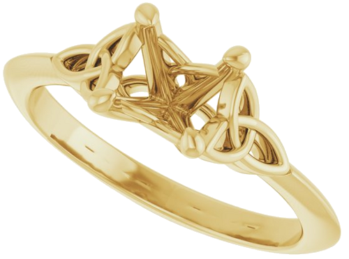 Sužadėtuvių Žiedas „Celtic-Inspired Solitaire“ 585 Geltonojo Aukso Round 6.5mm (5)