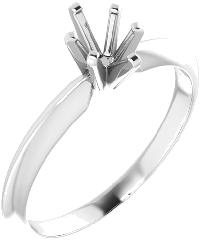 14K White 6x4 mm Oval 6-Prong Solitaire Engagement Ring Mounting (1)