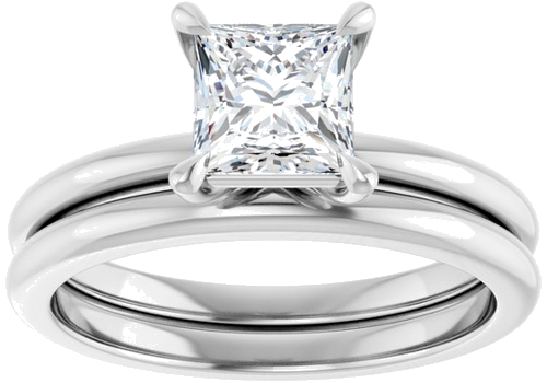 14K White 5.5x5.5 mm Square Solitaire Engagement Ring Mounting (8)