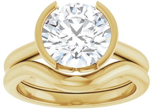 Sužadėtuvių Žiedas „Half Bezel Solitaire“ 750 Geltonojo Aukso Round 9mm (8)