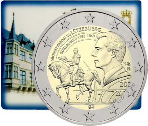 2024 Liuksemburgas Guillaume II 2 eurų BU moneta kortelėje (1)