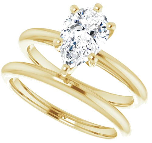 14K Yellow  9x6 mm Pear Solitaire Engagement Ring Mounting (10)