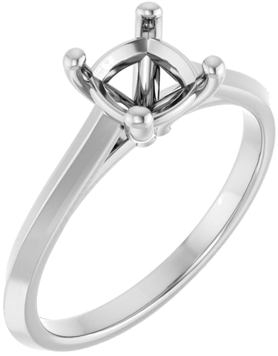 14K White 6 mm Cushion Solitaire Engagement Ring Mounting (1)