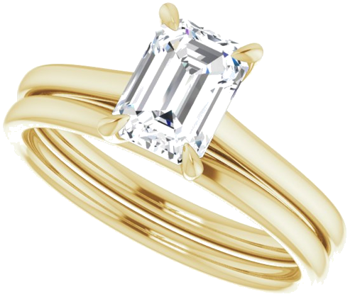 Sužadėtuvių Žiedas „Solitaire“ 585 Geltonojo Aukso Emerald 7mm x 5mm (10)