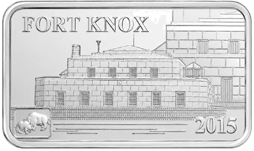 Fort knox Kuko salos 2015 sidabrinė moneta-luitas (1)