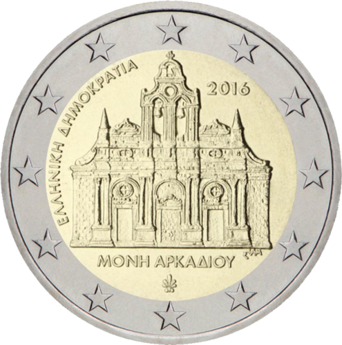 2016 Graikija Arkadijaus vienuolynas 2 eurų moneta (1)