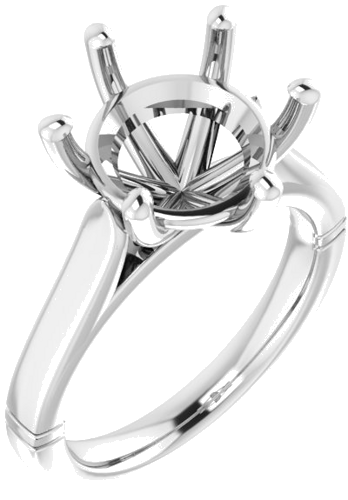 14K White  11 mm Round Solitaire Engagement Ring Mounting (1)