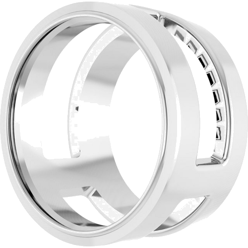 Pakabukas „Round Bezel-Set Slide“ 585 Baltojo Aukso Round 9mm (2)