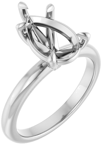 14K White 12x8 mm Pear Solitaire Engagement Ring Mounting (1)