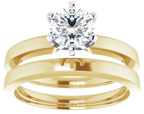 14K Yellow White 6 mm Round Solitaire Engagement Ring Mounting (8)