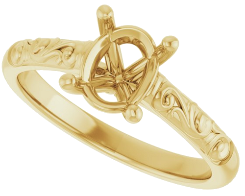 14K Yellow 8x6 mm Oval Solitaire Engagement Ring Mounting (5)