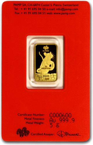 5 g Investment Gold Bar 2020 Year of the Rat PAMP (2)