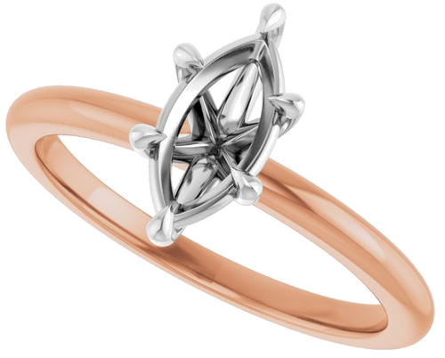 Sužadėtuvių Žiedas 585 Baltojo Ir Rožinis Aukso Marquise 9mm x 4.5mm (5)