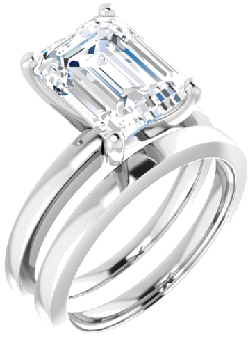 Sužadėtuvių Žiedas „Solitaire“ 585 Baltojo Aukso Emerald 10mm x 8mm (6)