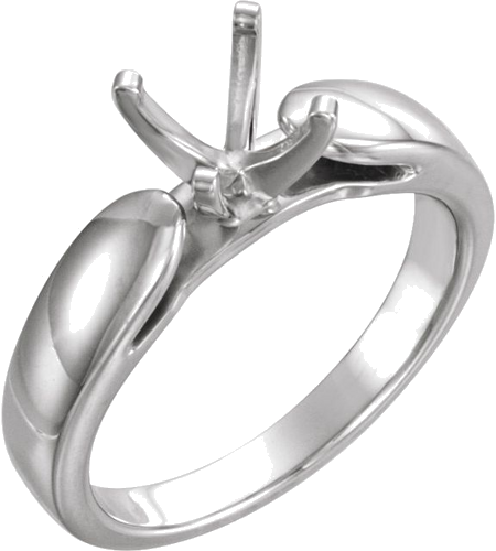 14K White 6 mm Round Engagement Ring Mounting (1)