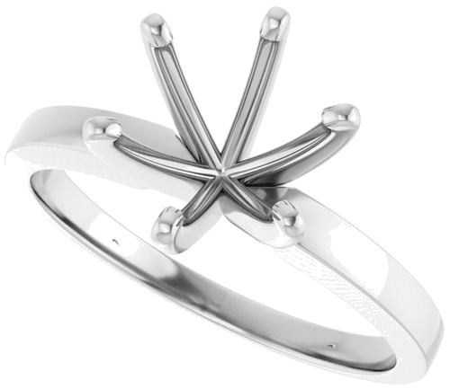 14K White 7.8-8.6 mm Round 6-Prong Solitaire Engagement Ring Mounting (5)