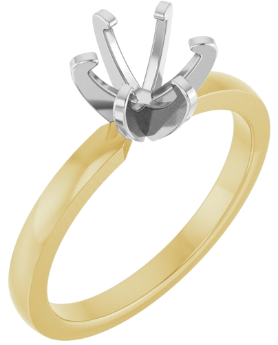 14K Yellow White 6-6.6 mm Round Solitaire Engagement Ring Mounting (1)