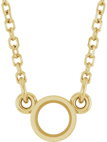 14K Yellow 3.4 mm Round Bezel-Set Solitaire 18  Necklace Mounting (1)