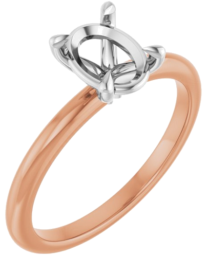 14K Rose White 8x6 mm Oval Solitaire Engagement Ring Mounting (1)