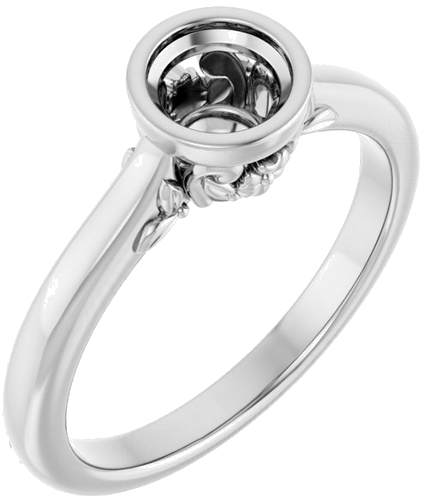 Sužadėtuvių Žiedas „Bezel-Set“ 585 Baltojo Aukso Round 5.2mm (1)