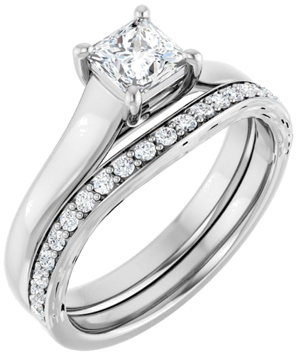 14K White 4.5 mm Square Solitaire Engagement Ring Mounting (6)