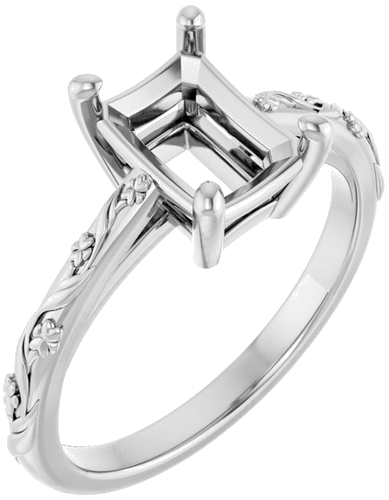 Sužadėtuvių Žiedas „Solitaire“ 950 Platinos Emerald 8mm x 6mm (1)