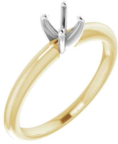 14K Yellow   White  4.4 mm Round Solitaire Engagement Ring Mounting (1)