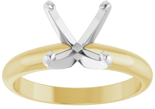 14K Yellow White 6.5x6.5 mm Square 4-Prong Light Solitaire Engagement Ring Mounting (3)