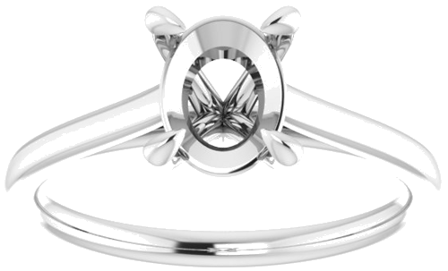 14K White  8x6 mm Oval Solitaire Engagement Ring Mounting (3)