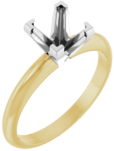 Sužadėtuvių Žiedas „V-End Solitaire“ 585 Baltojo Ir Geltonojo Aukso Square 6mm (1)