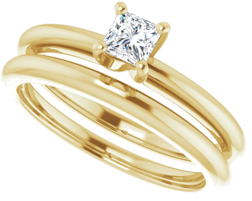 14K Yellow  3.5 mm Square Solitaire Engagement Ring Mounting (10)