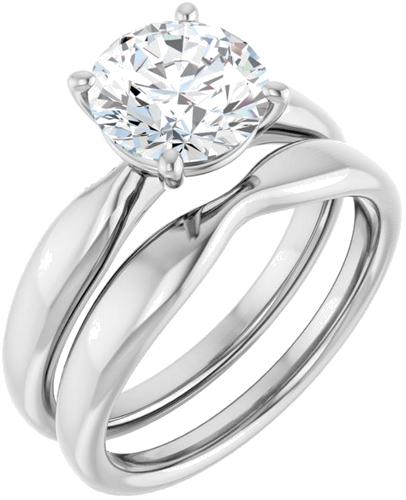 Sužadėtuvių Žiedas „Solitaire“ 585 Baltojo Aukso Round 8mm (6)