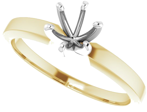 14K Yellow   White 5-5.3 mm Round 6-Prong Solitaire Engagement Ring Mounting (5)