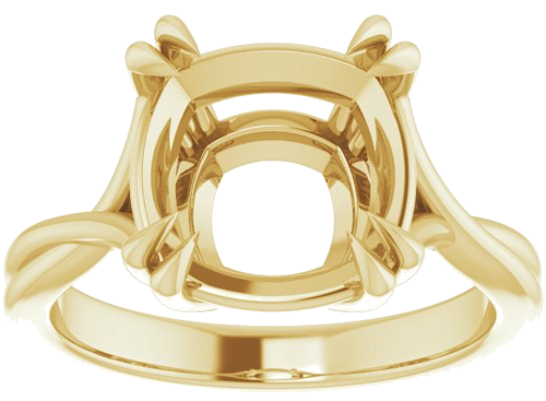 14K Yellow 10 mm Cushion Solitaire Engagement Ring Mounting (3)
