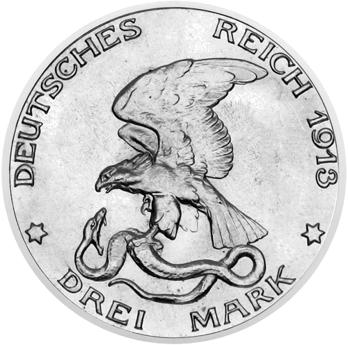 3 марки Война против Наполеона 1913 Королевство Пруссия серебряная монета (2)