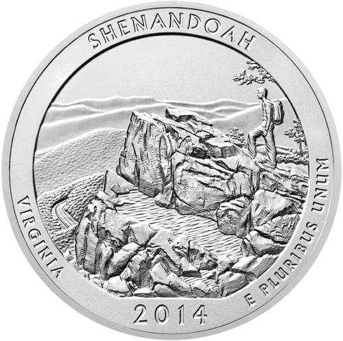 5 oz Национален парк Шенандоа 2014 САЩ сребърна монета (1)