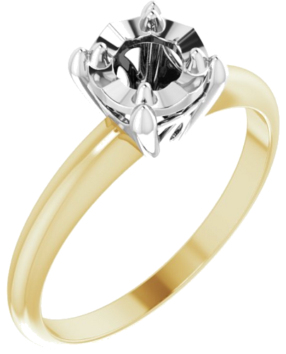 14K Yellow   White 4.6 mm Round 4-Prong Illusion Solitaire Ring Mounting (1)